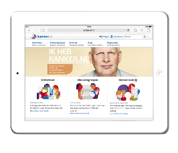 iPad met homepage van kanker.nl