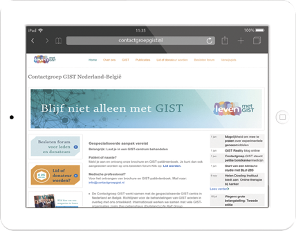Ipad met screenshot van homepage GIST